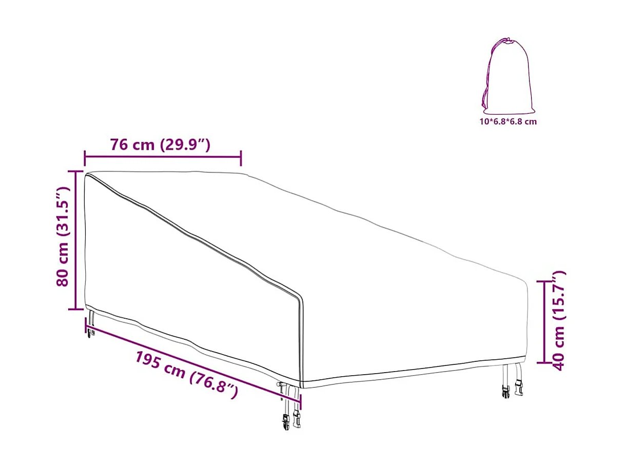 Funda para muebles de exterior 195 x 76 x 82 cm