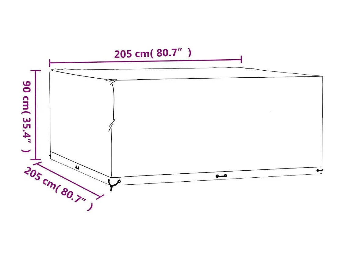 Copertura per mobili da giardino 16 occhielli 205x205x90 cm quadrata