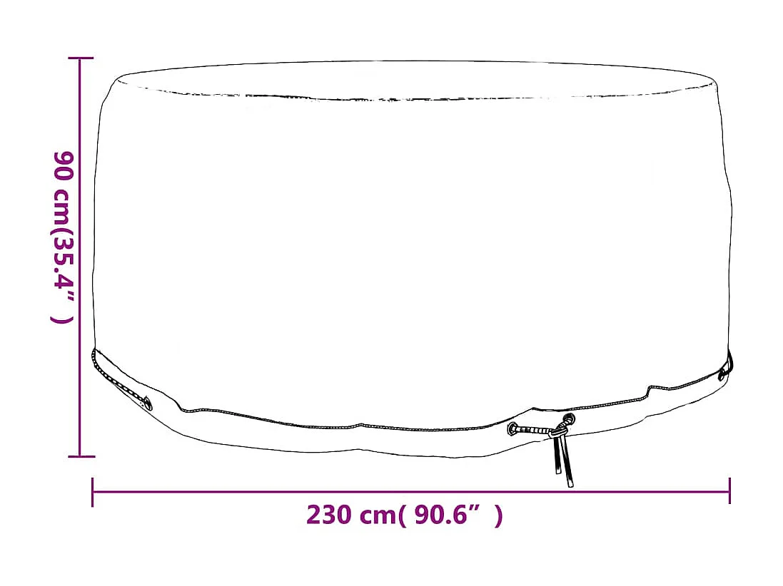 Copertura per mobili da giardino con 10 occhielli, Ø230x90 cm, rotonda