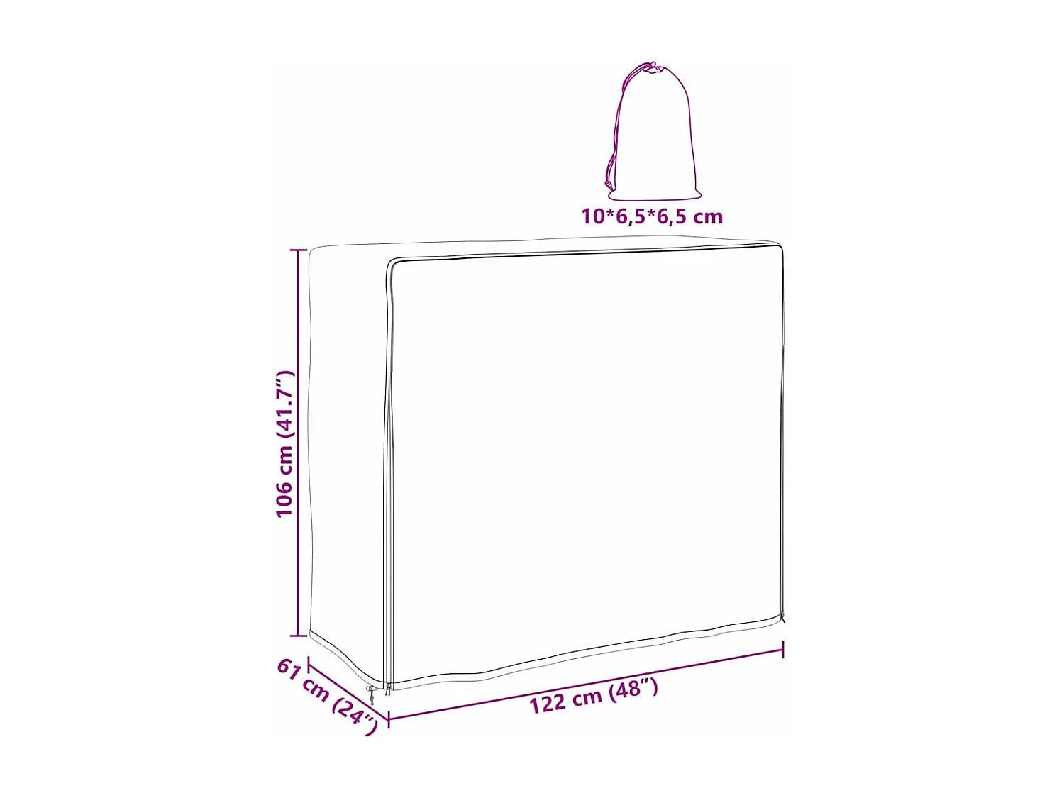 Buitenmeubelhoes Zwart 122 x 61 x 106 cm 600D Stof