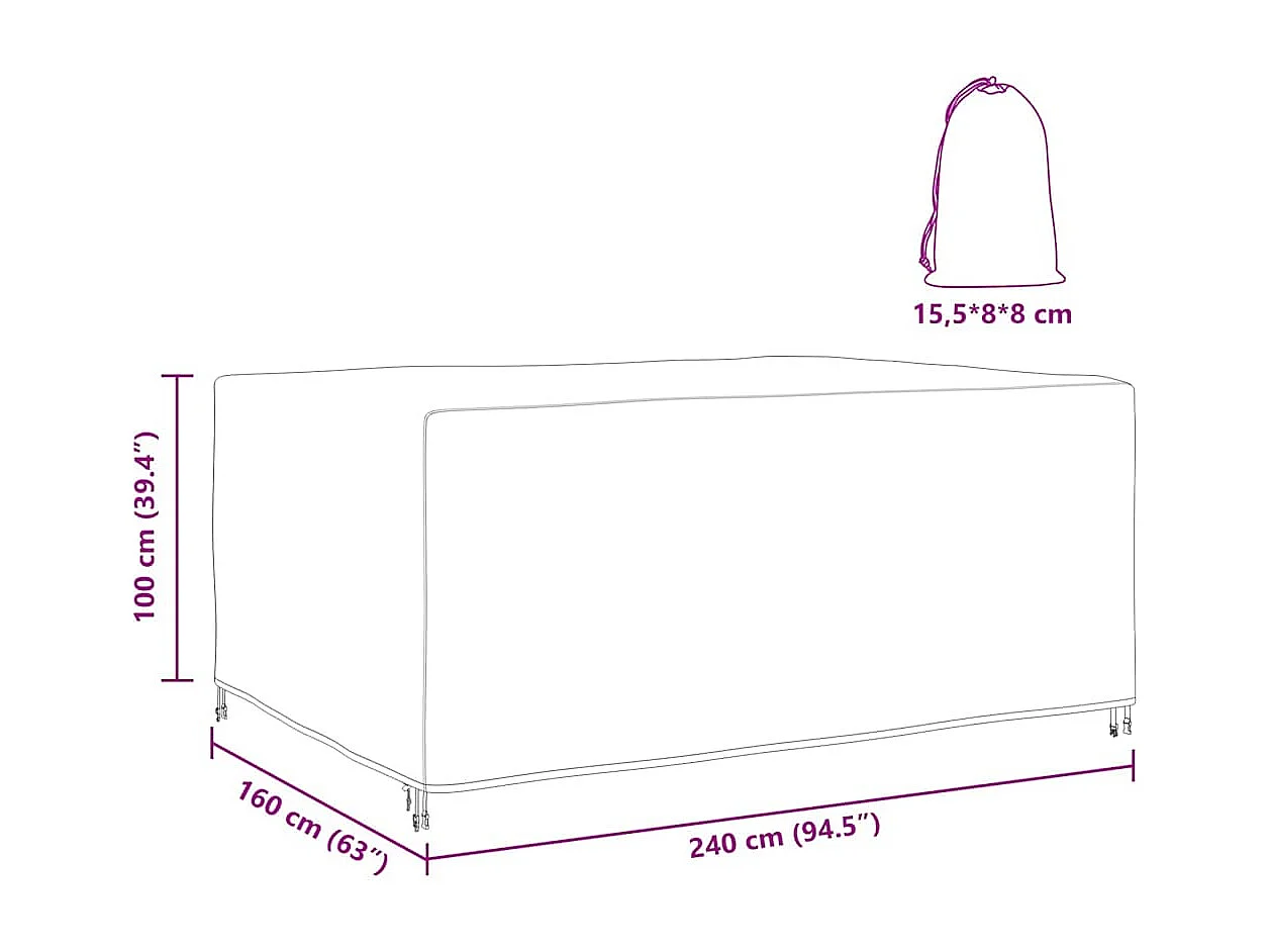 Funda para muebles de exterior Negra 240 x 160 x 100 cm 420D