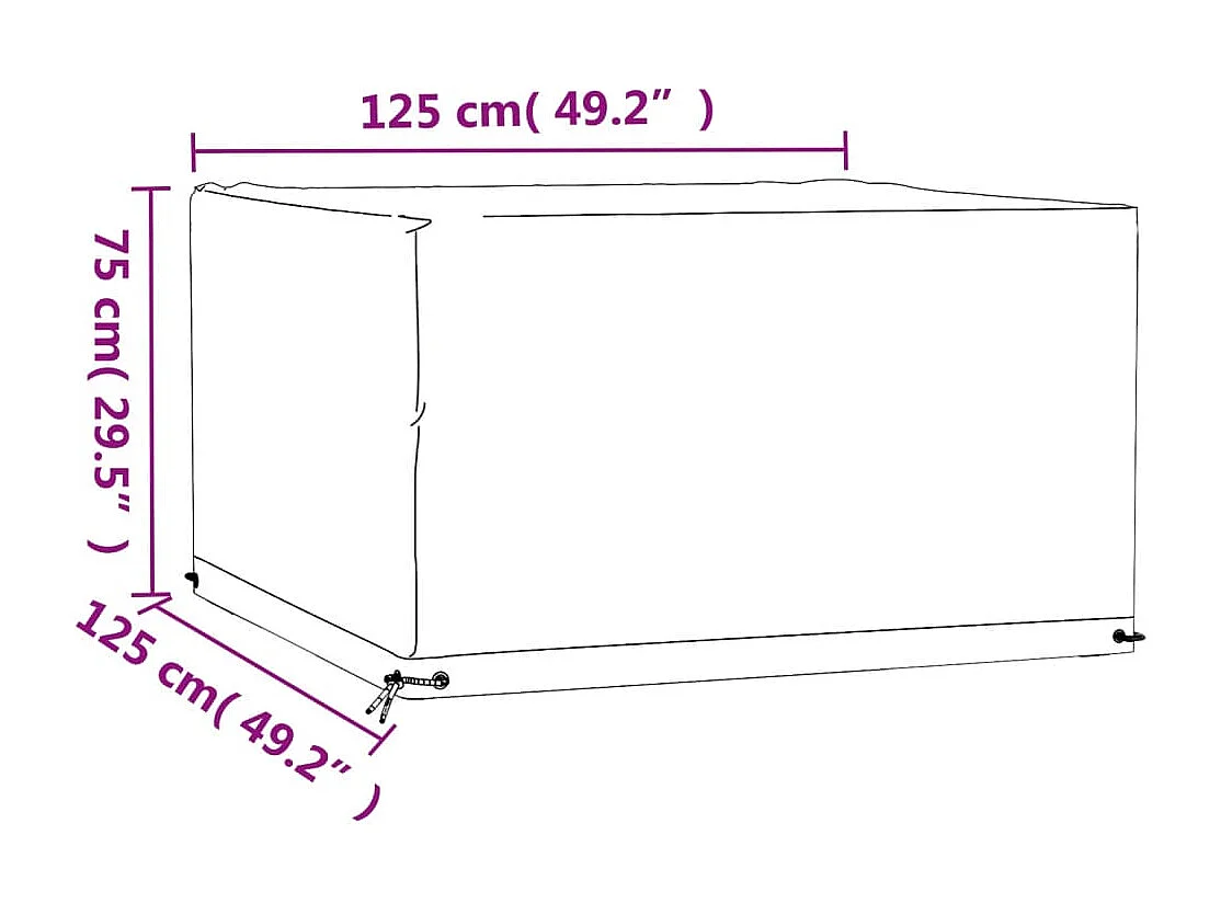 Copertura per mobili da giardino con 8 occhielli, 125x125x75 cm, quadrata