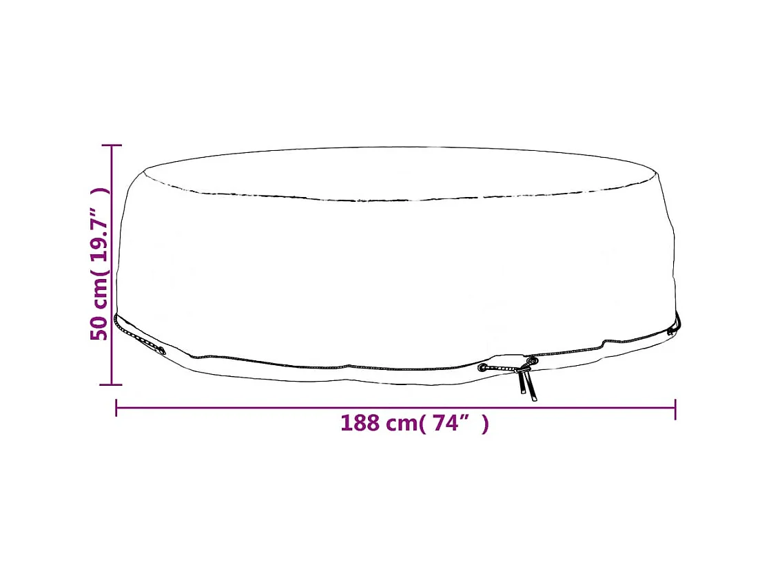 Funda para isla de salón con 8 ojales, Ø188x50 cm, redonda