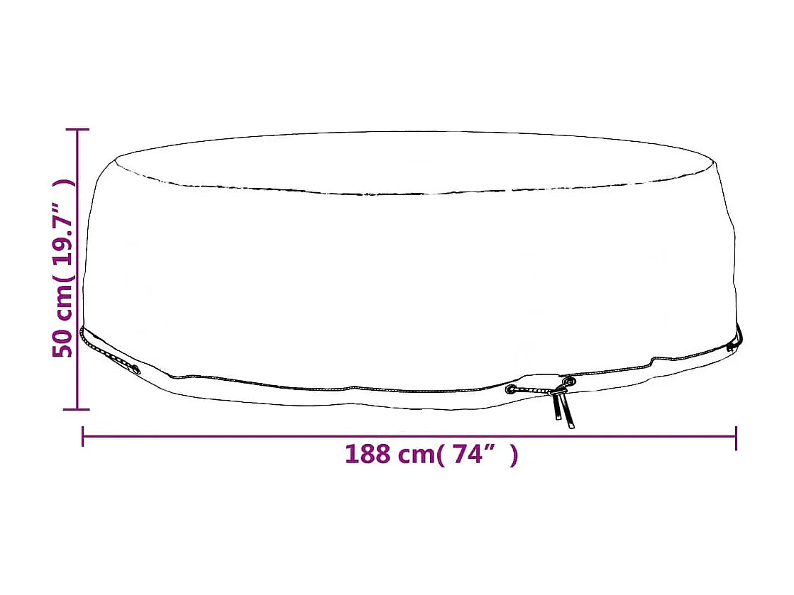 Hoes voor eilandlounge met 8 ogen, Ø188x50 cm, rond