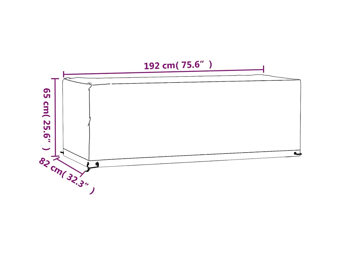 Tuinmeubelhoezen 2 stuks 8 ogen 192x82x65cm rechthoekig