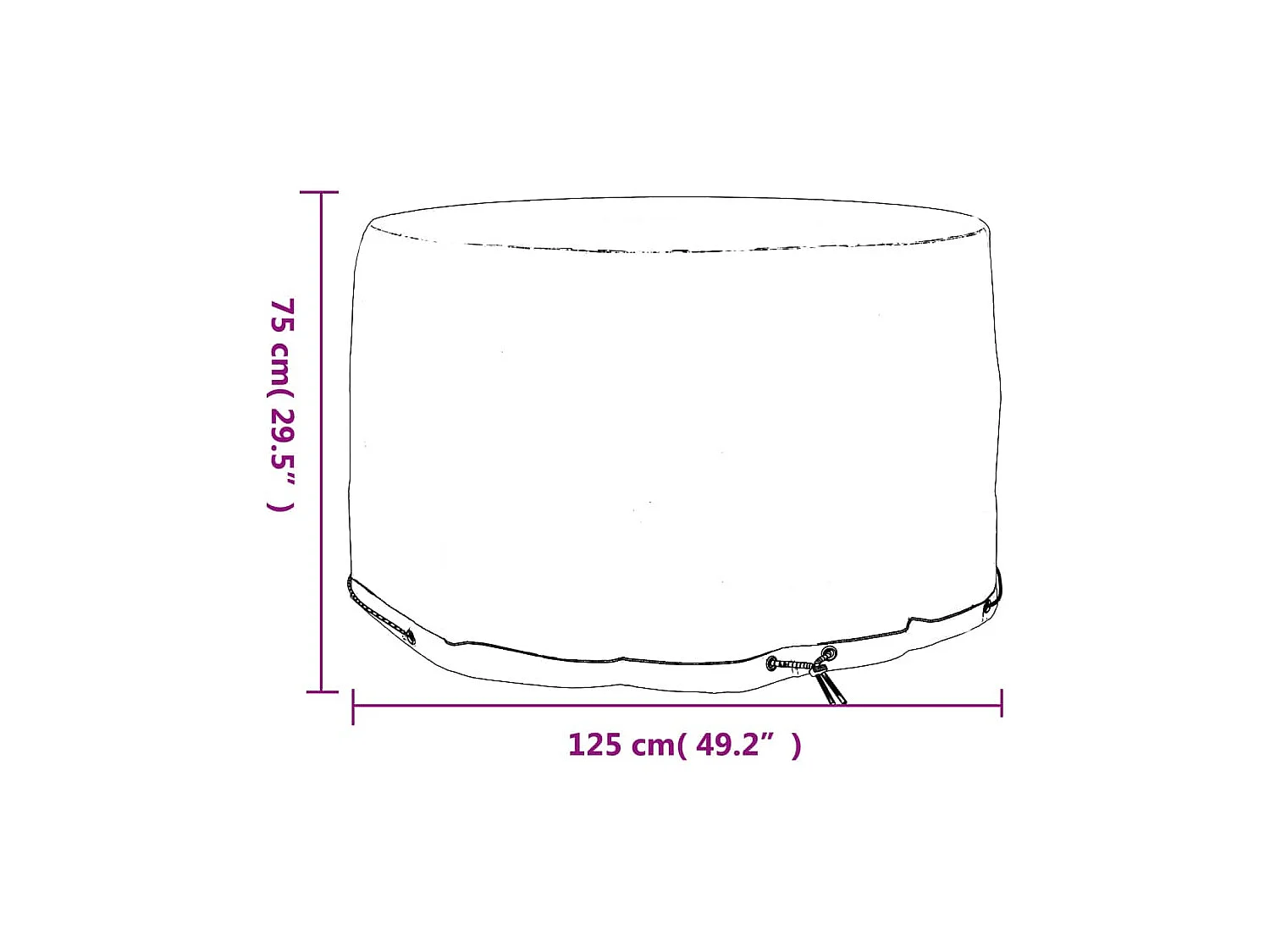Housse pour meubles de jardin 6 œillets Ø125x75 cm rond