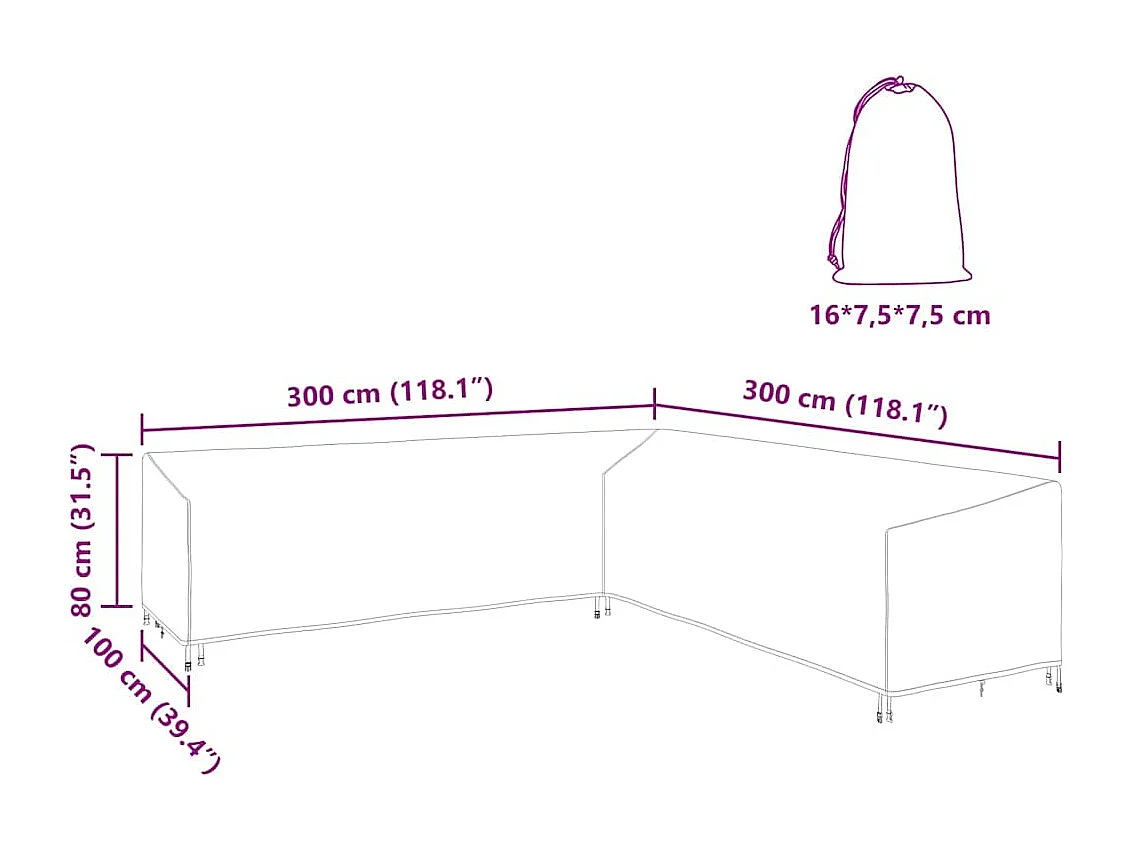 Housse pour mobilier d'extérieur 300 x 300 x 80 cm