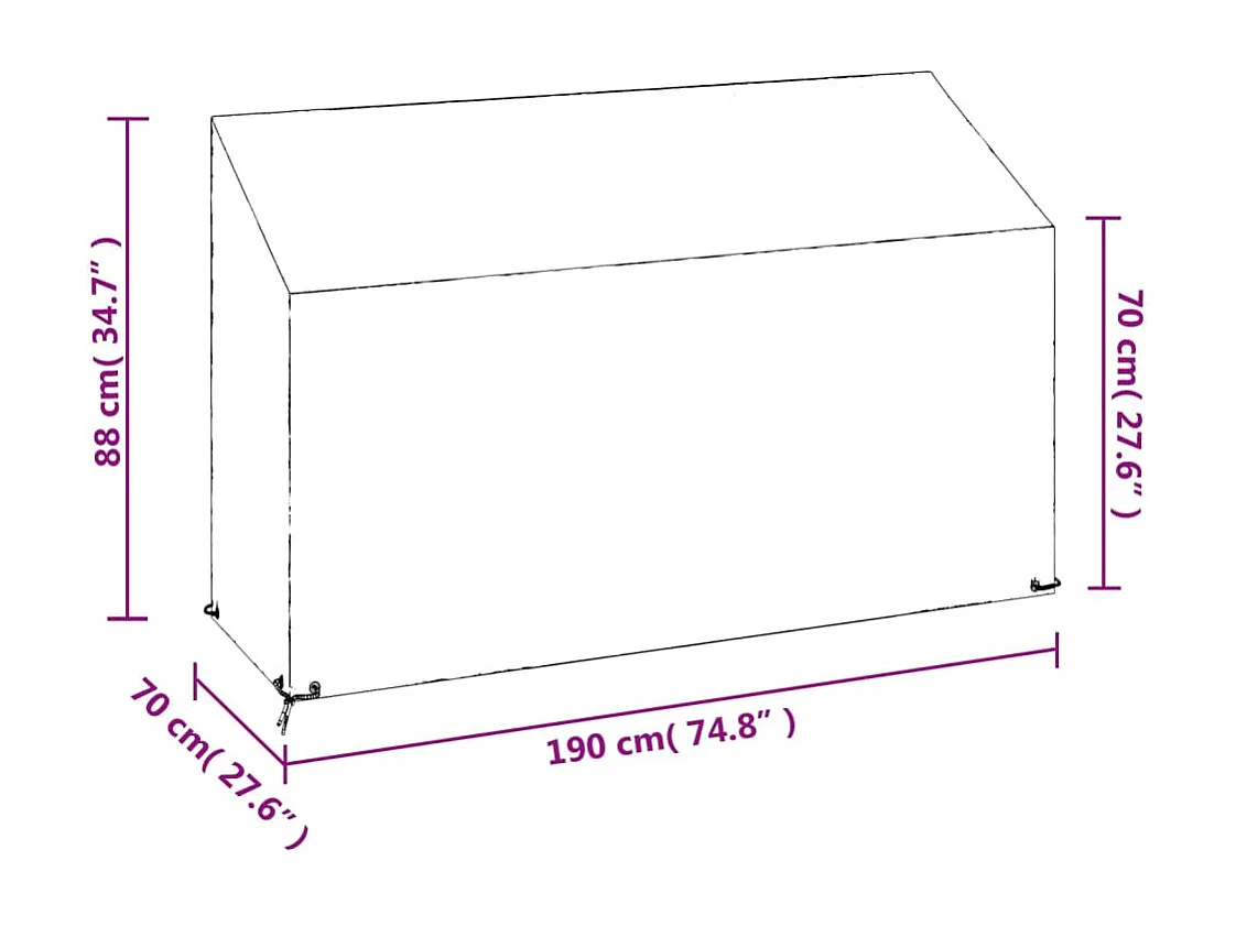 Funda para banco de jardín 8 ojales 190x70x70/88 cm polietileno