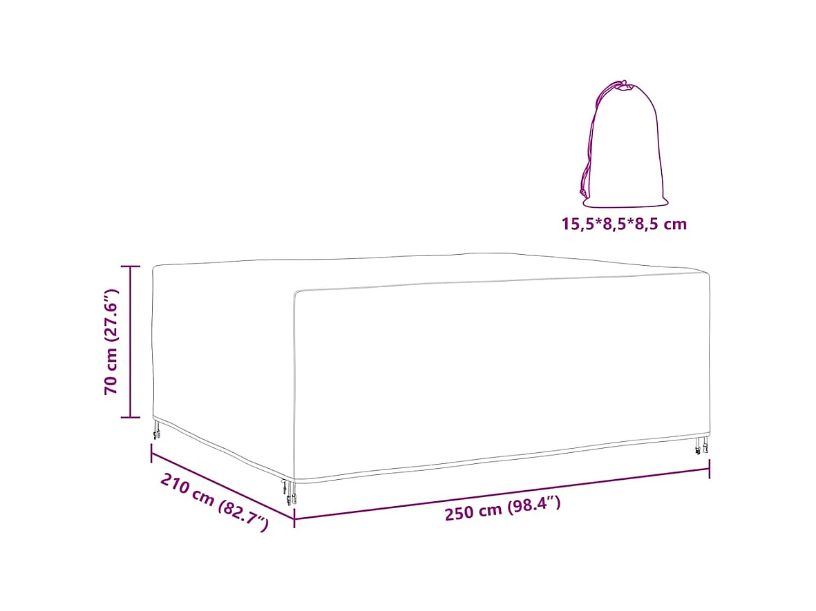 Tuinmeubelhoes Zwart 250 x 210 x 70 cm 210D