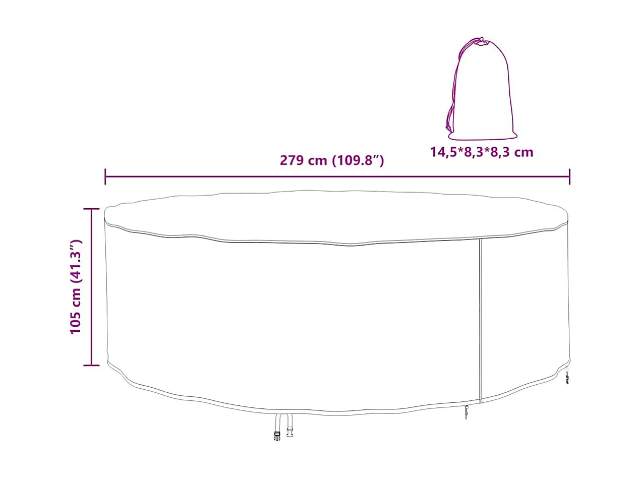 Funda para muebles de exterior 279 x 279 x 105 cm Tejido 210D