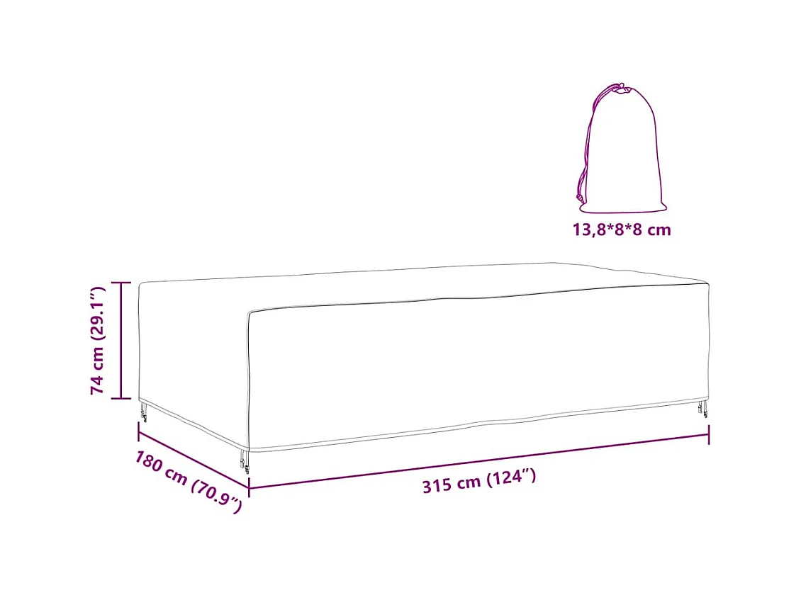 Funda para muebles de exterior negra 315 x 180 x 74 cm 210D