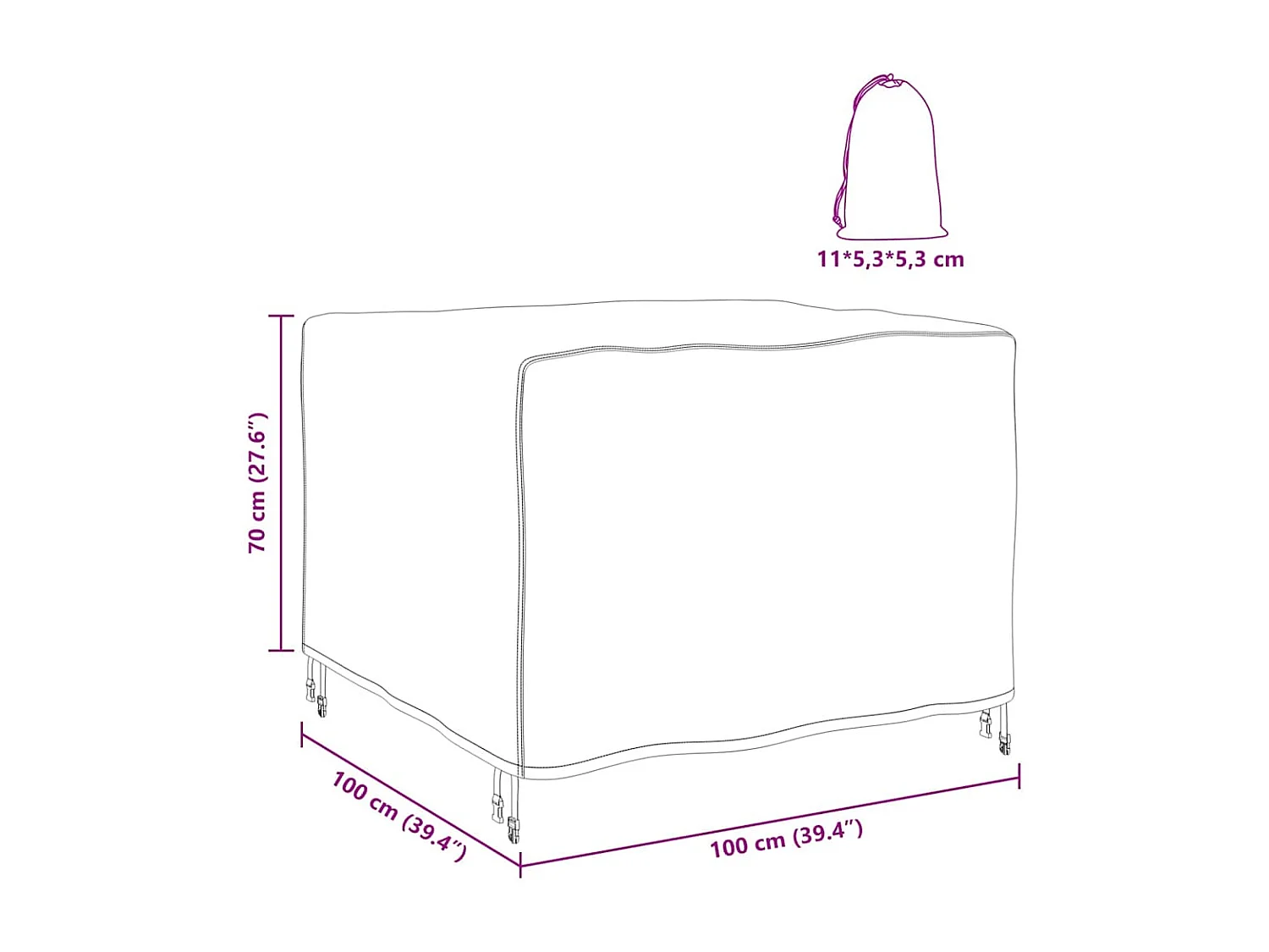 Buitenmeubelhoes Zwart 100 x 100 x 70 cm 600D
