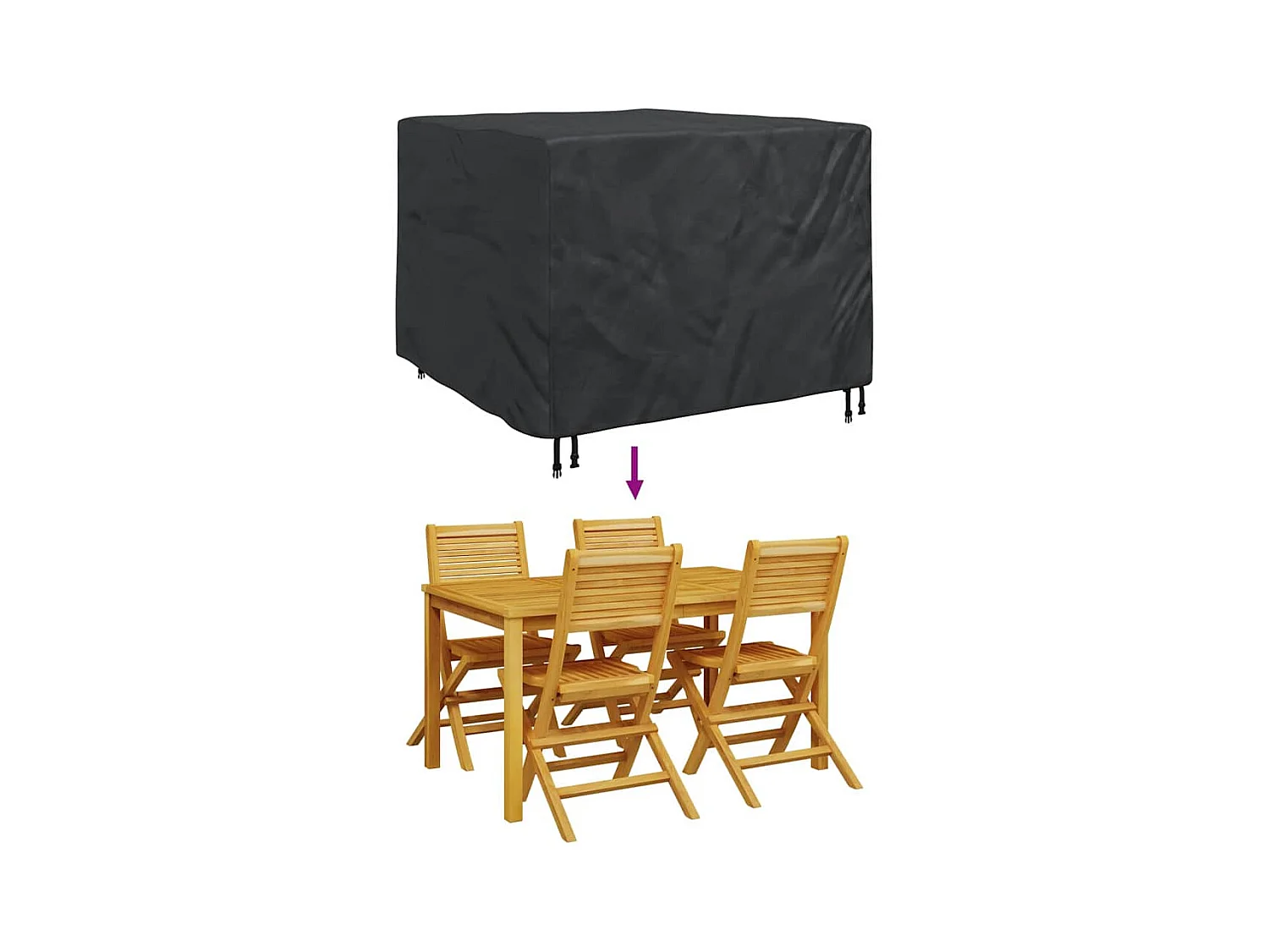 Funda para muebles de exterior negra 125 x 125 x 74 cm Tejido 420D