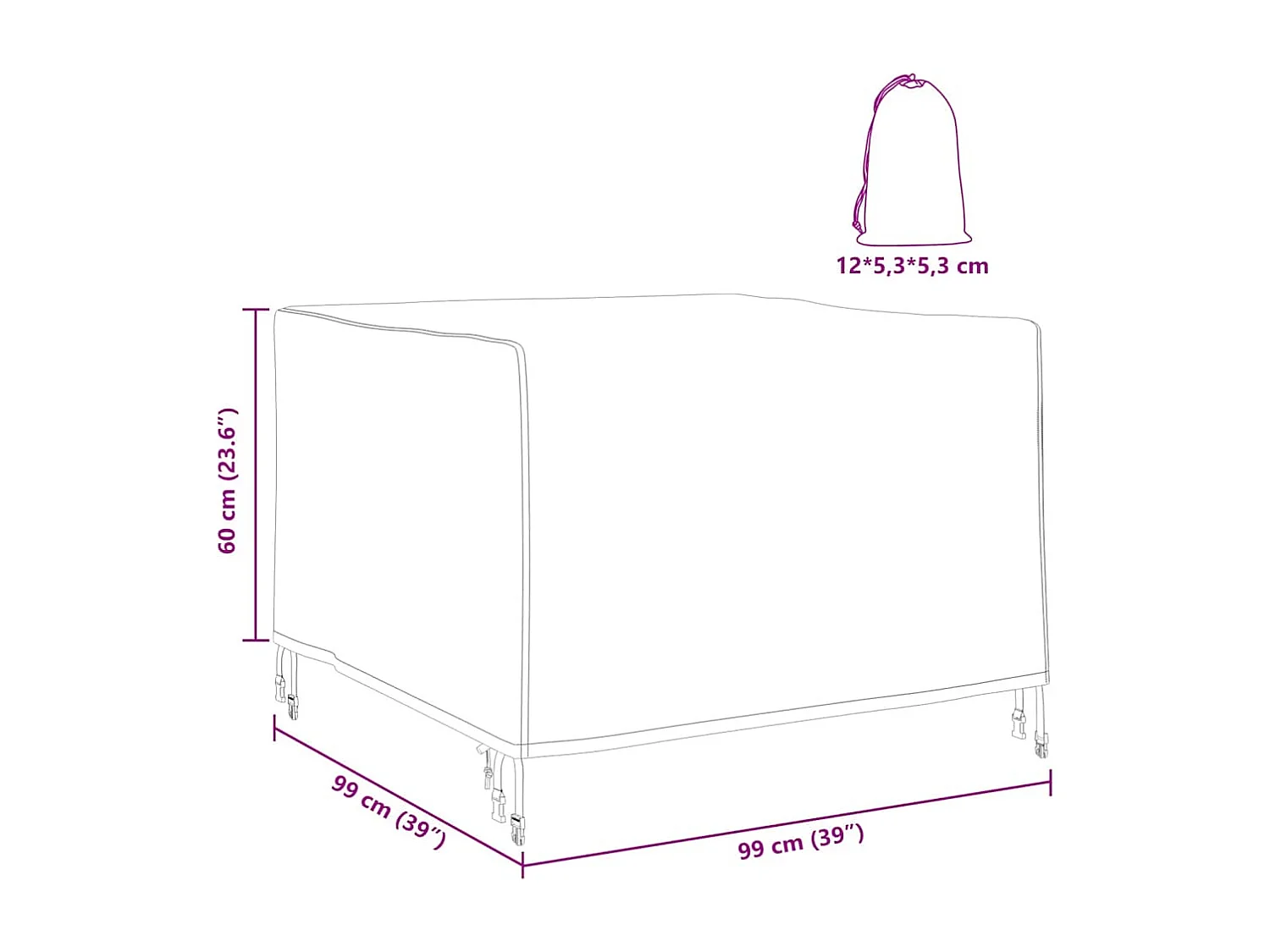 Buitenmeubelhoes 99 x 99 x 60 cm