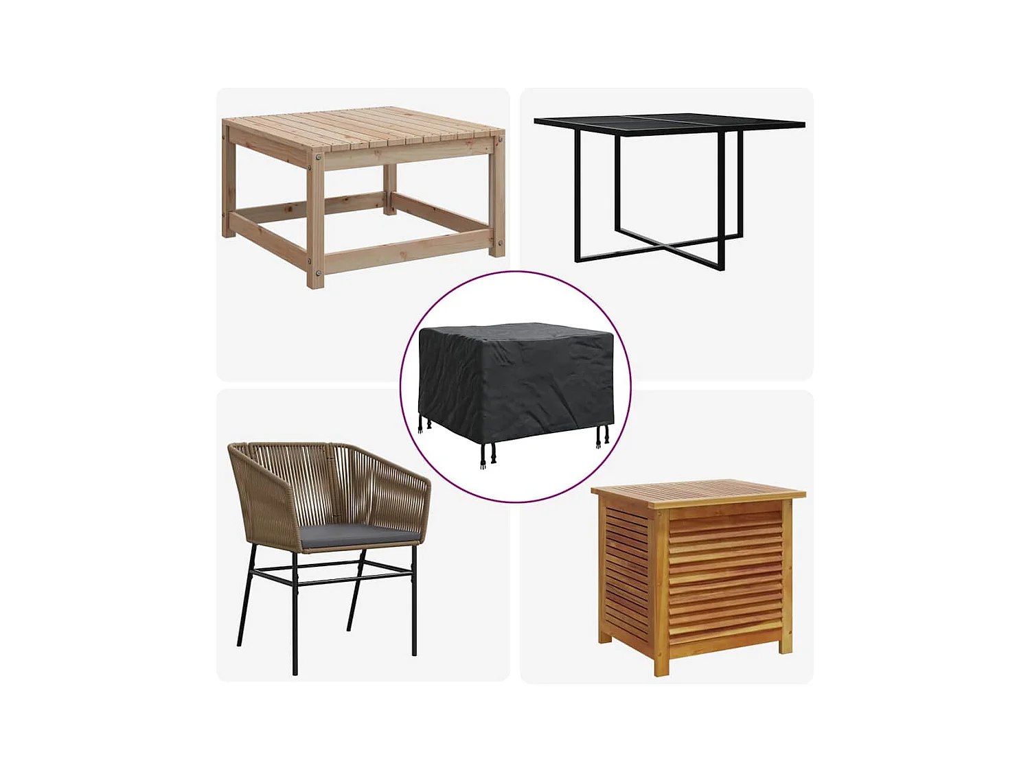 Funda para muebles de exterior negra 60 x 60 x 45 cm Tejido 210D