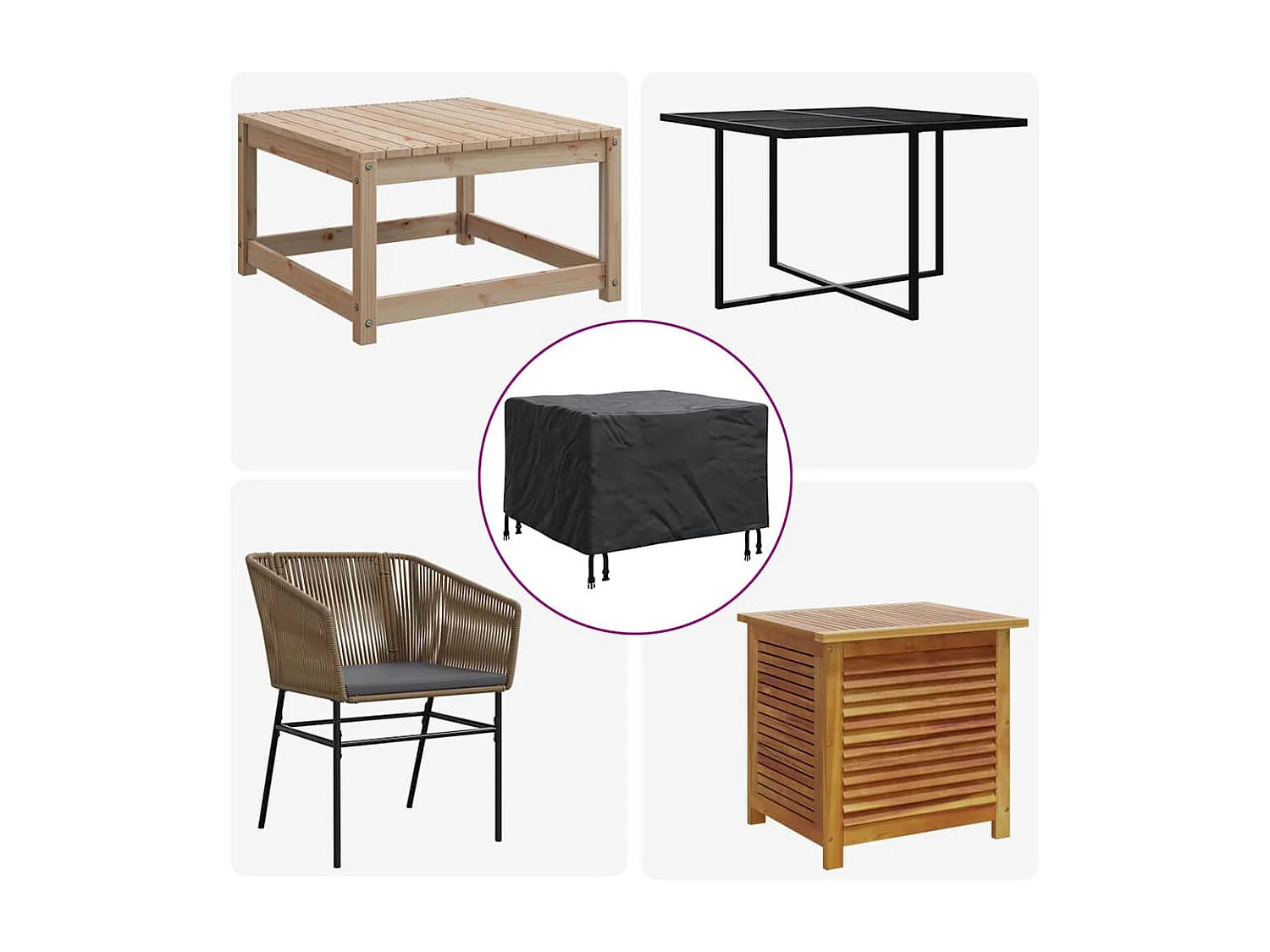 Funda para muebles de exterior negra 60 x 60 x 45 cm Tejido 210D