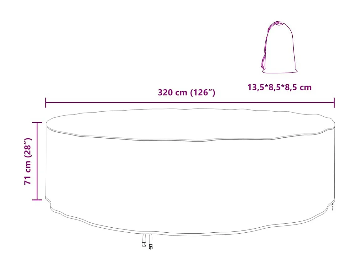Copertura per mobili da esterno 320 x 320 x 71 cm tessuto 210D