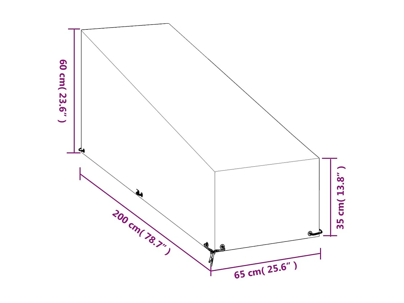 Fundas para chaise longue 2 uds 12 ojales 200x65x35/60 cm PE