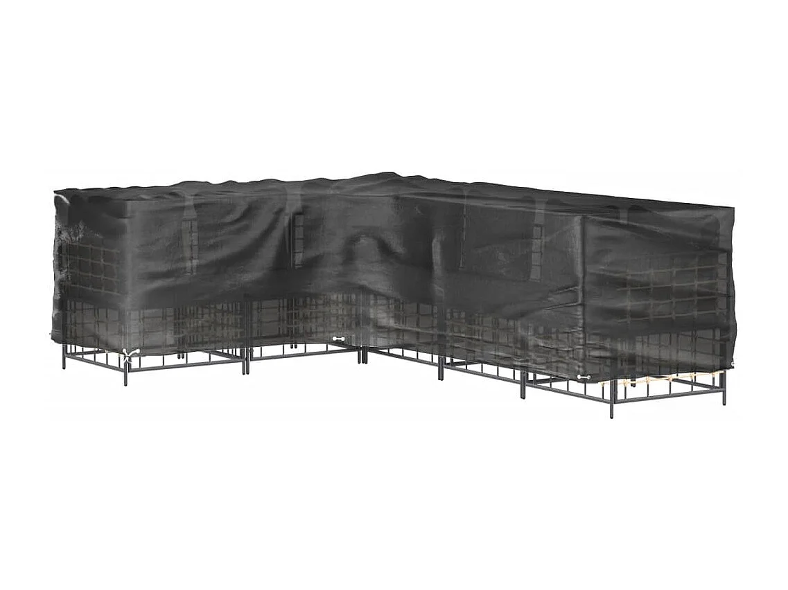 Copertura per mobili da giardino a forma di L con 16 occhielli 260x210x80cm