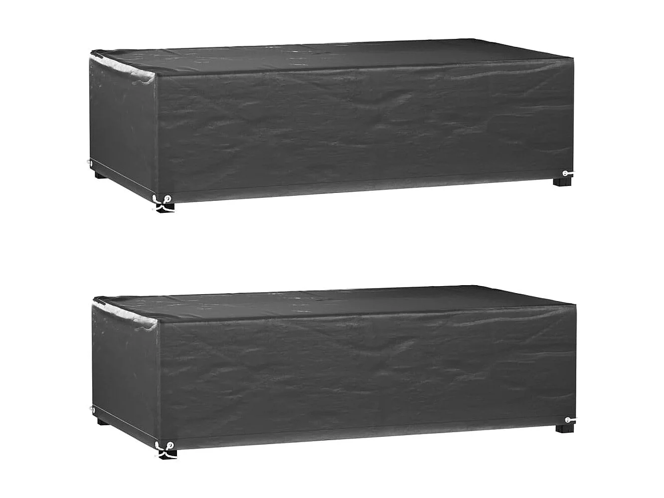 Copri mobili da giardino 2 pezzi 8 occhielli 125x70x35cm rettangolare
