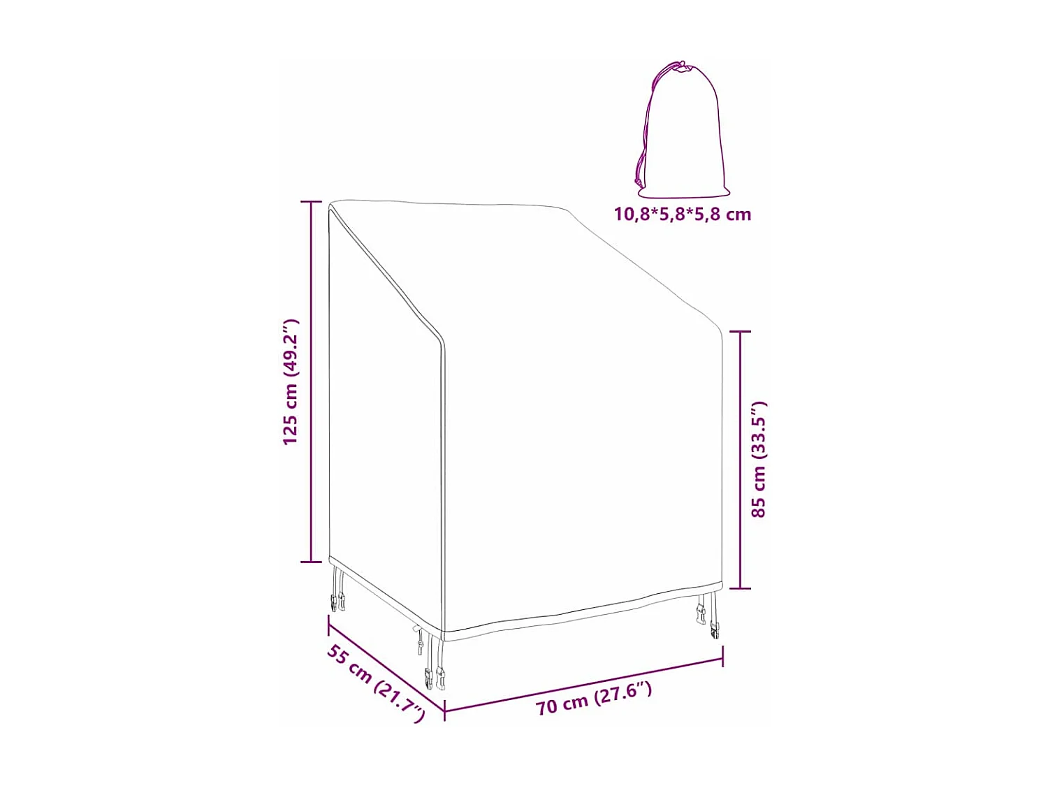 Tuinstoelhoes Zwart 75 x 78 x 65 / 100 cm 210D stof
