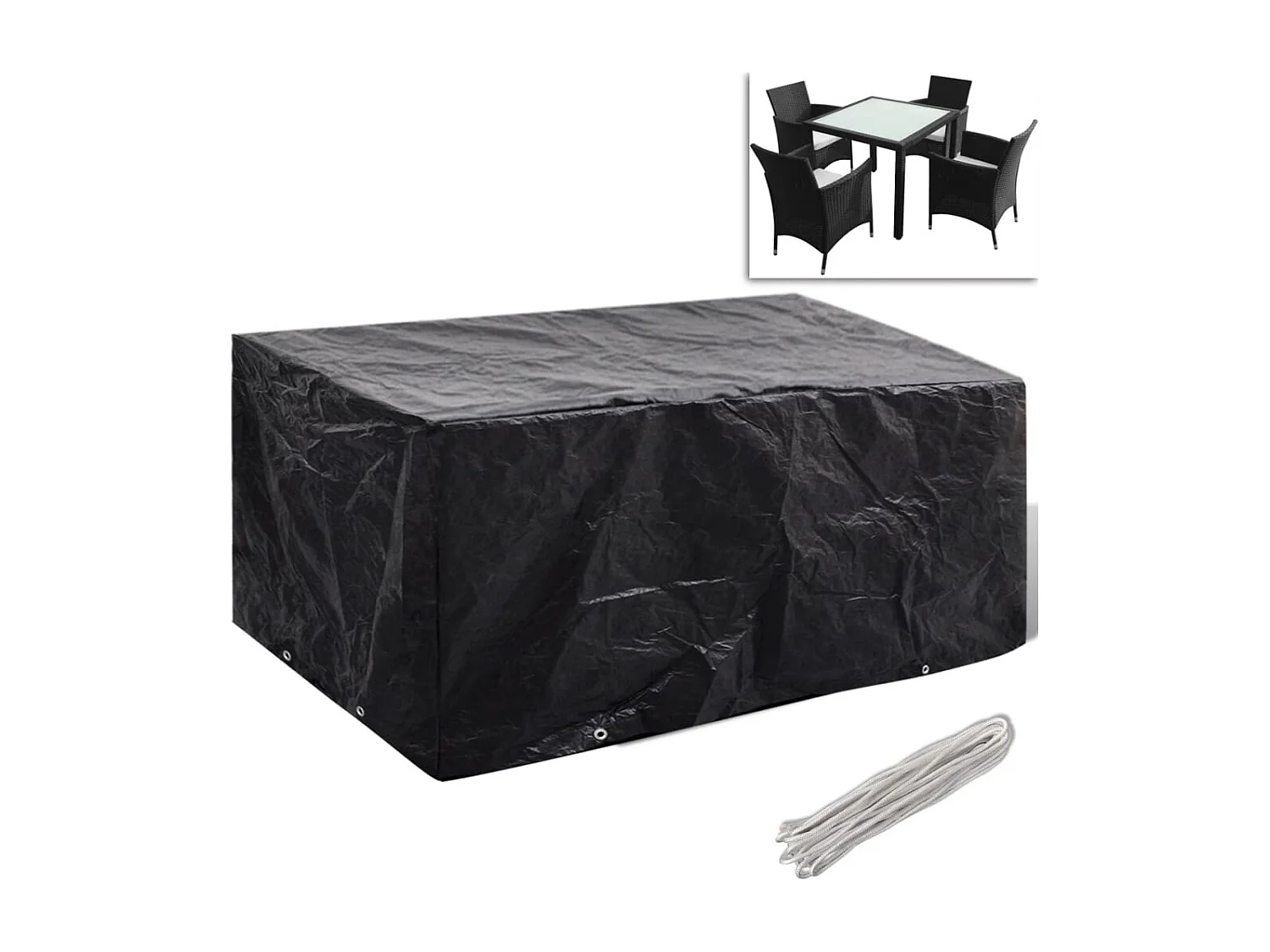 Fundas para muebles de jardín 2 uds Ratán 8 ojales 180 x 140 cm