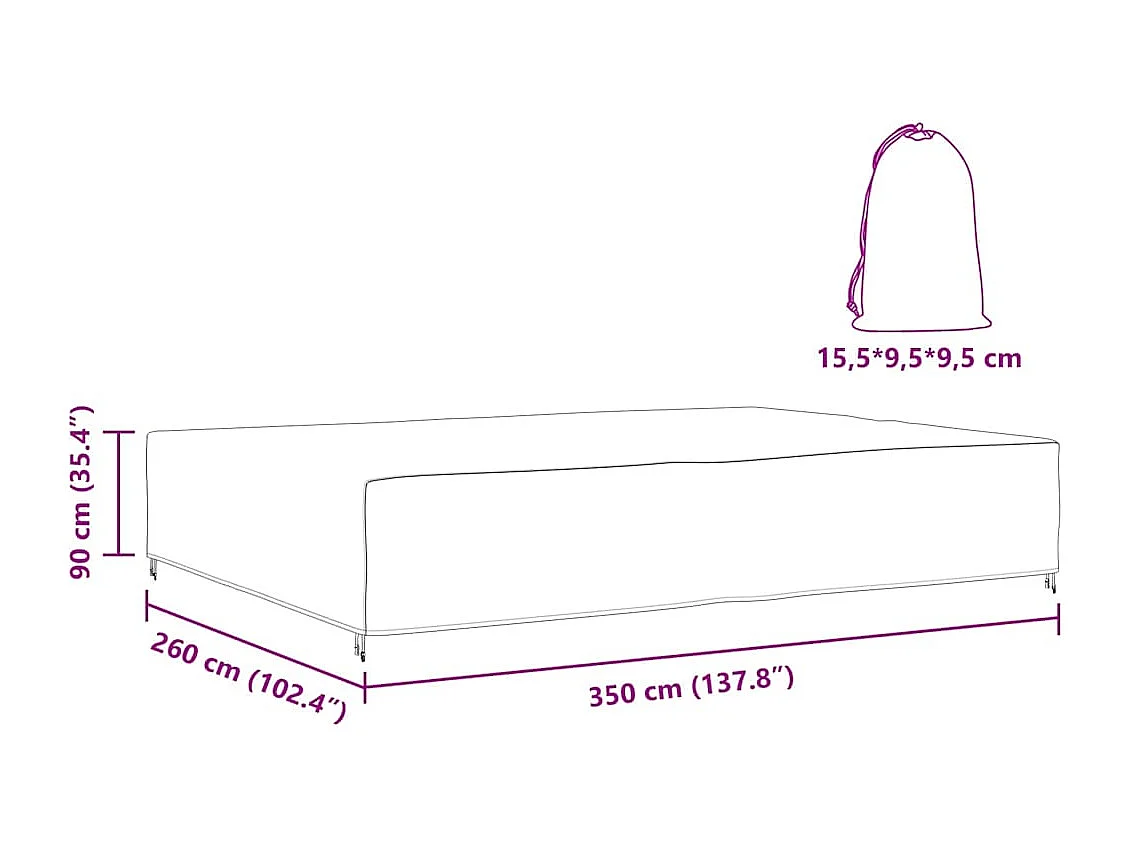 Funda para muebles de exterior Negra 350 x 260 x 90 cm 420D