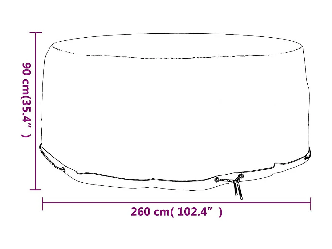 Funda para muebles de jardín con 10 ojales, Ø260x90 cm, redonda
