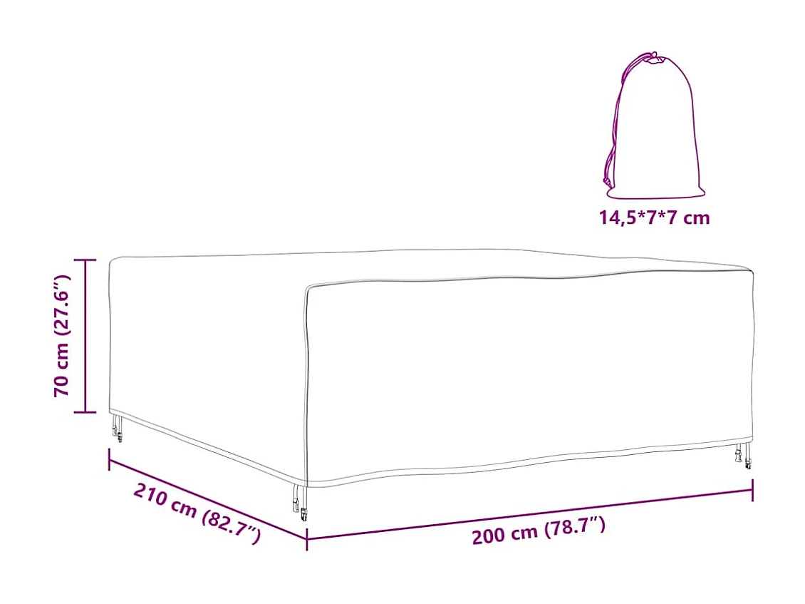 Funda para muebles de exterior Negra 210 x 200 x 70 cm 210D