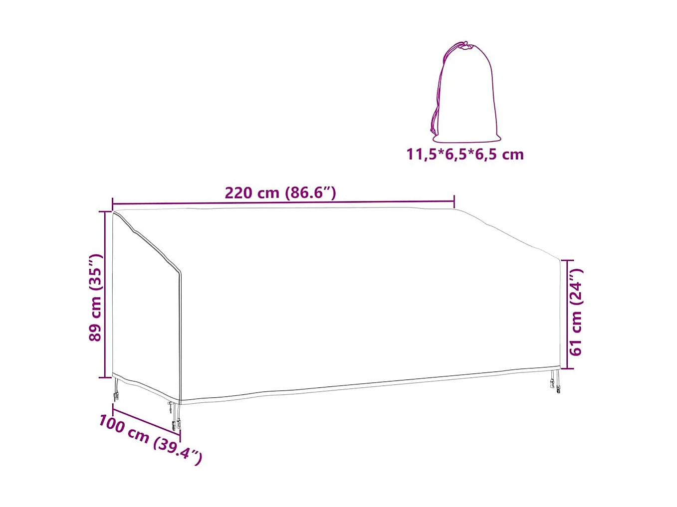 Buitenmeubelhoes 220 x 100 x 89 cm
