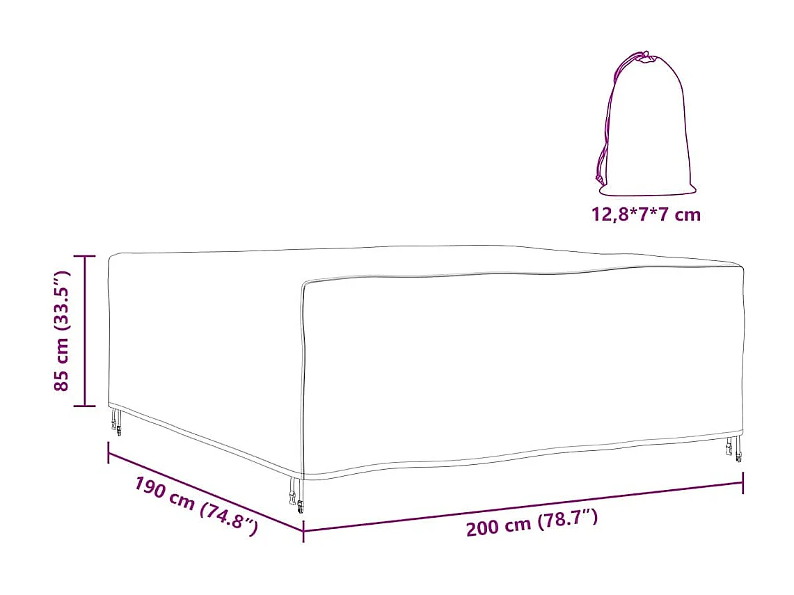 Housse pour mobilier d'extérieur Noir 200 x 190 x 85 cm 600D