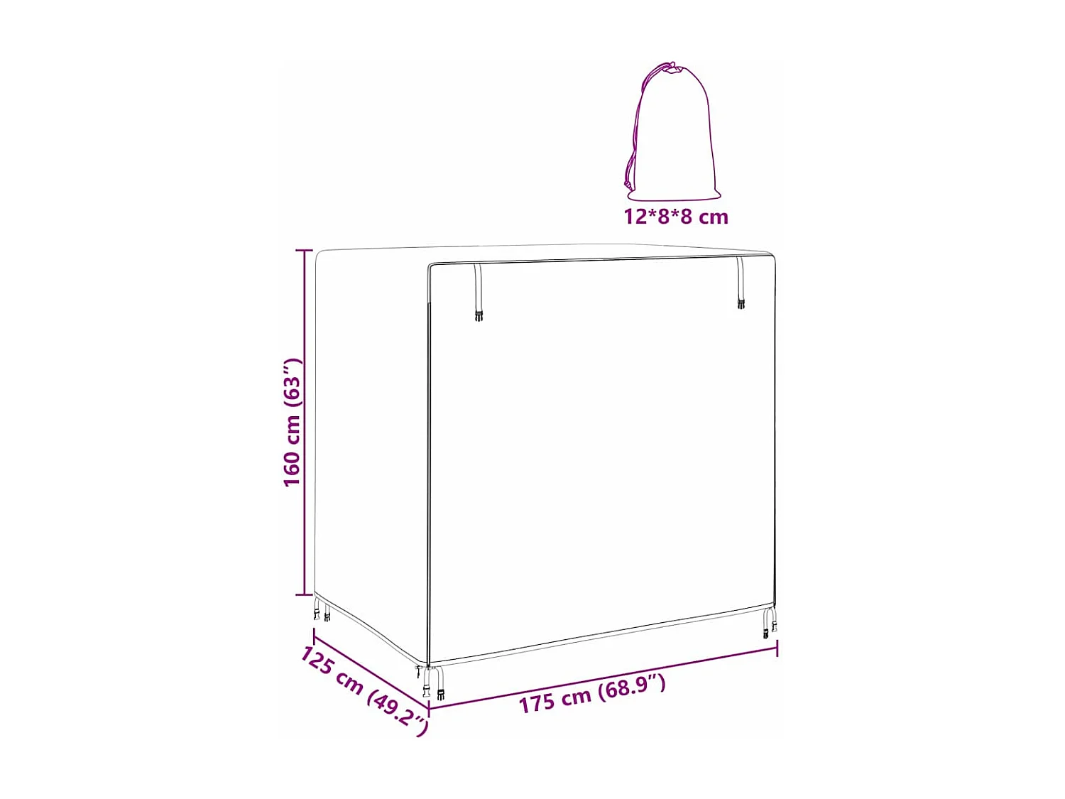 Copertura per mobili da esterno 175 x 125 x 160 cm tessuto 210D