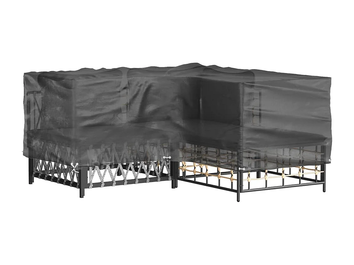 Funda para muebles de jardín en forma de L con 16 ojales 215x215x70cm