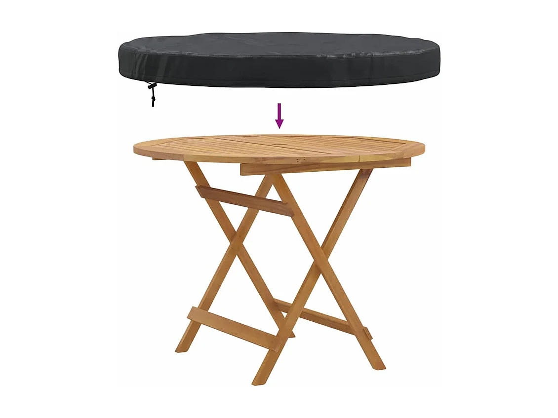 Housse de Table Extérieure Noir 112 x 112 x 10 cm Tissu 600D