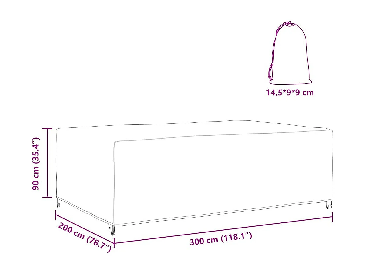 Housse pour mobilier d'extérieur Noir 300 x 200 x 90 cm 420D