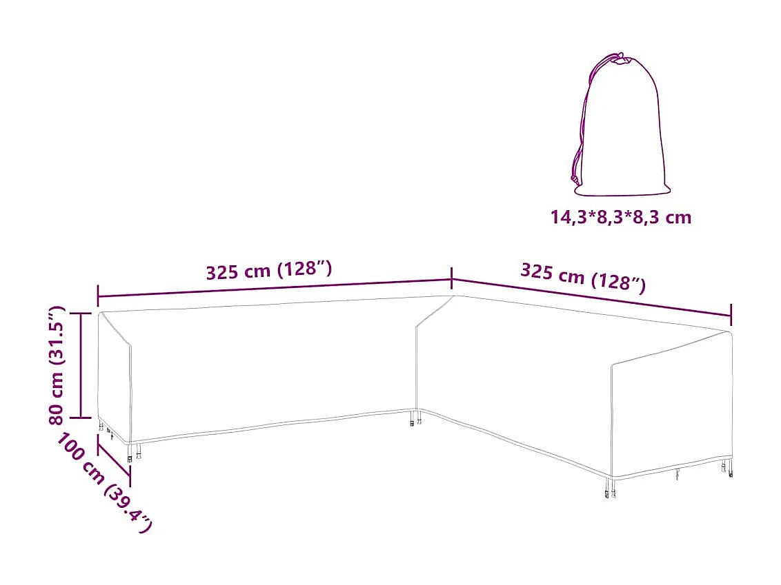 Housse pour mobilier d'extérieur 325 x 325 x 80 cm