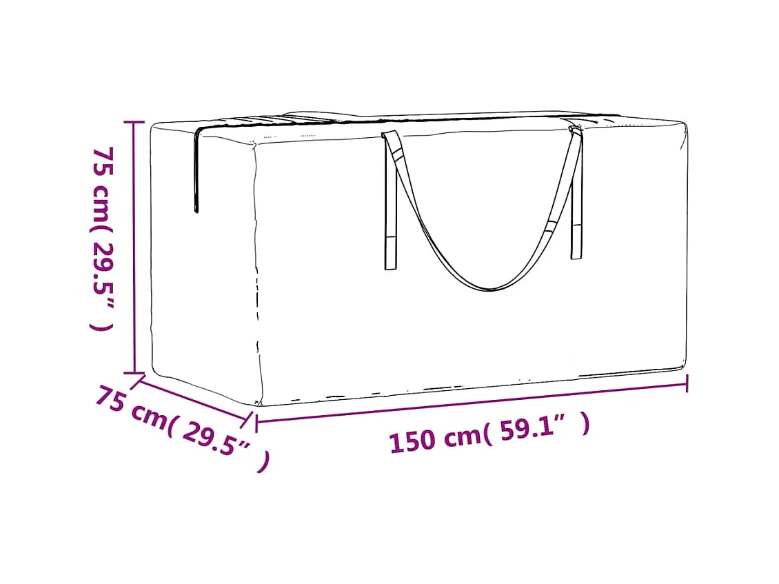 Borsa portaoggetti per cuscini da giardino nera 150x75x75 cm PE