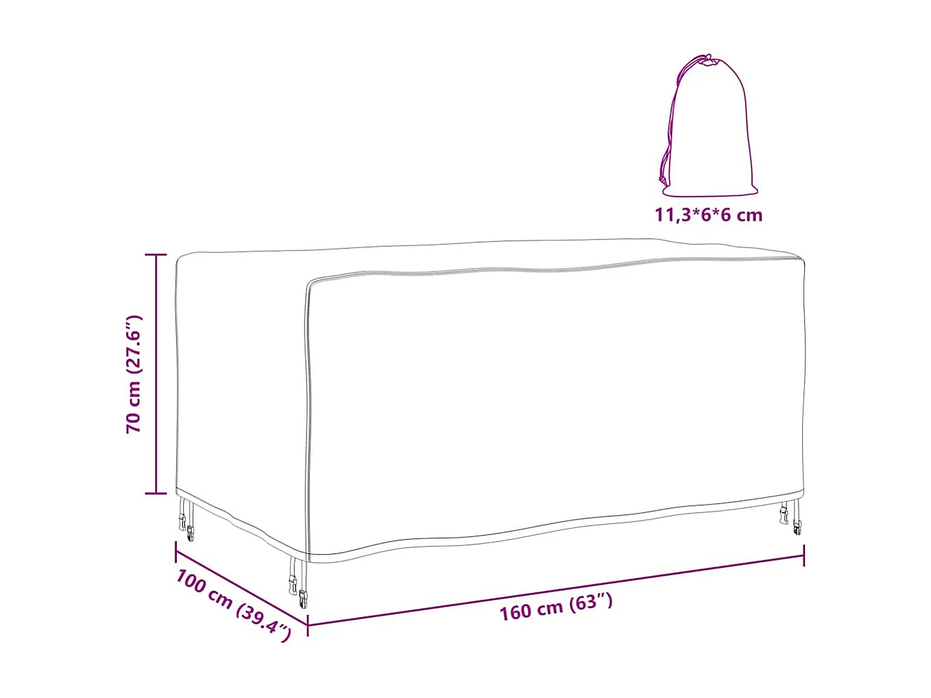 Funda para muebles de exterior Negra 160 x 100 x 70 cm 420D