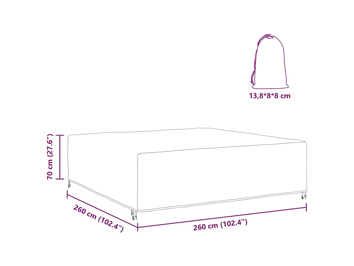 Funda para muebles de exterior Negra 260 x 260 x 70 cm 420D