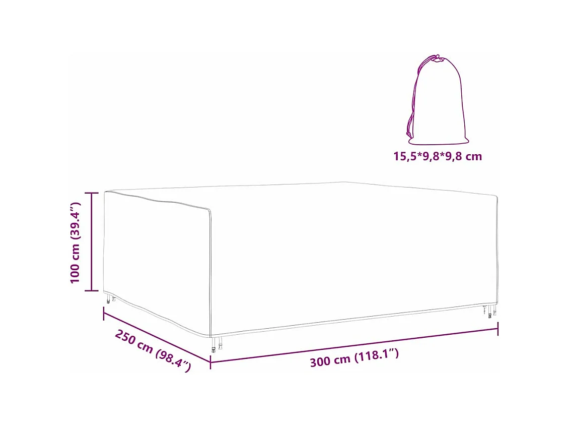 Housse pour mobilier d'extérieur Noir 300 x 250 x 100 cm 420D
