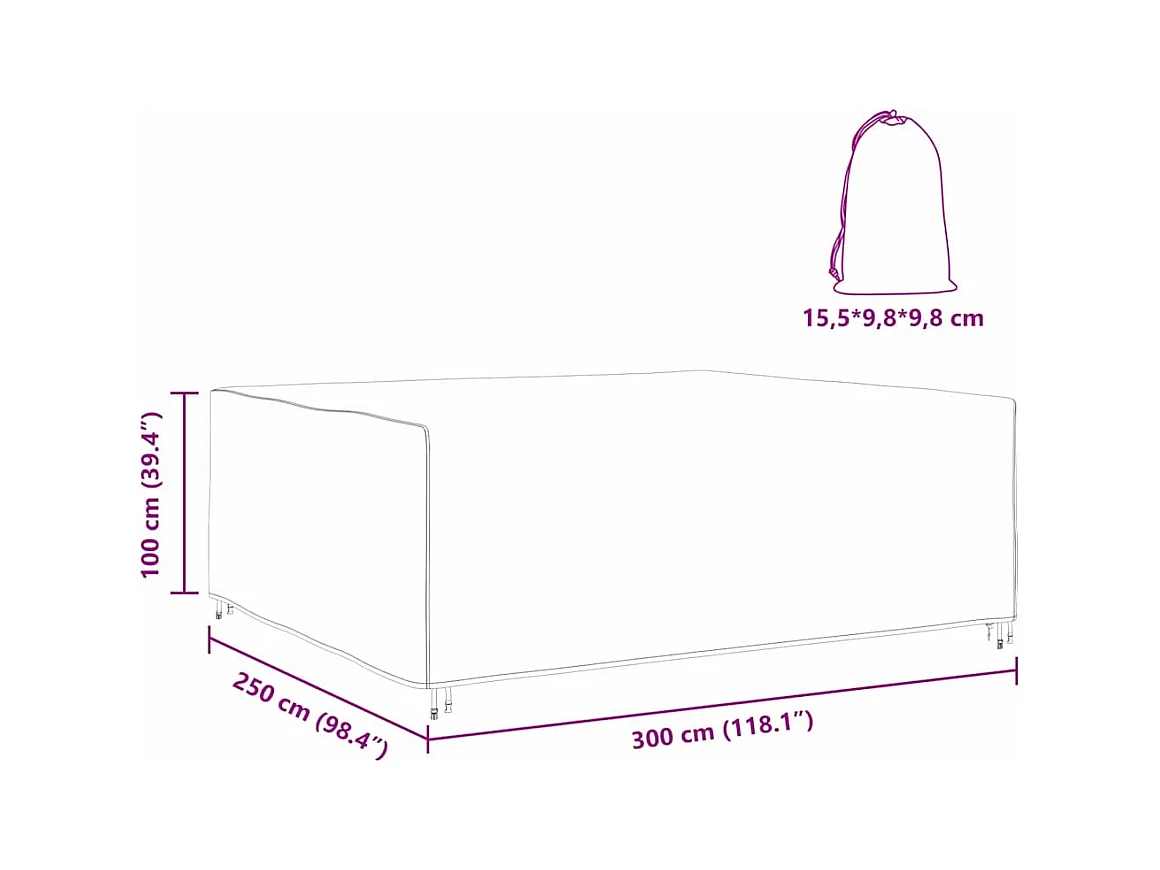 Housse pour mobilier d'extérieur Noir 300 x 250 x 100 cm 420D
