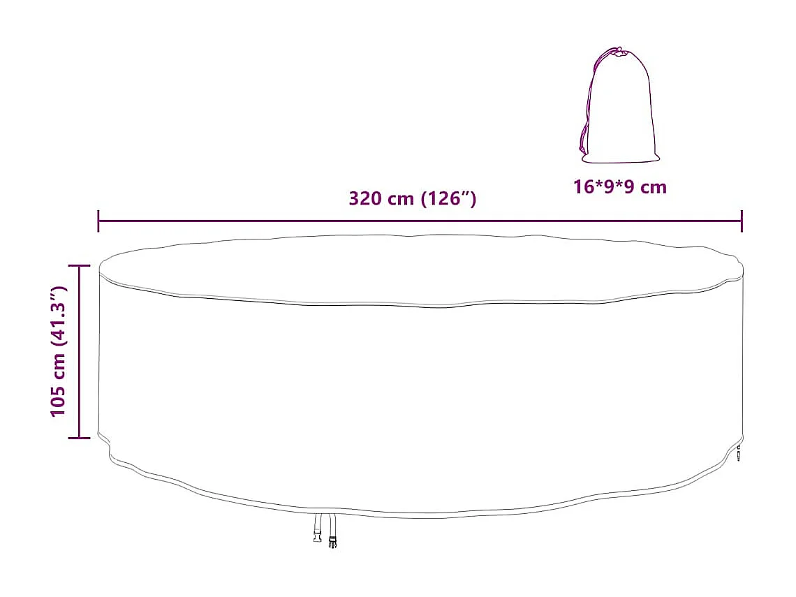 Copertura per mobili da esterno 320 x 320 x 105 cm tessuto 420D