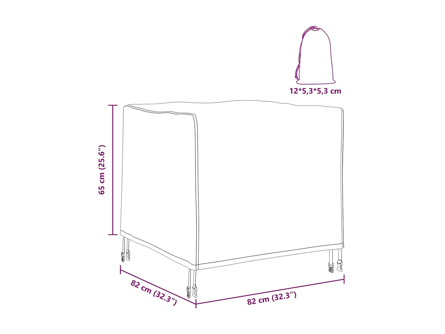 Housse pour mobilier d'extérieur 82 x 82 x 65 cm