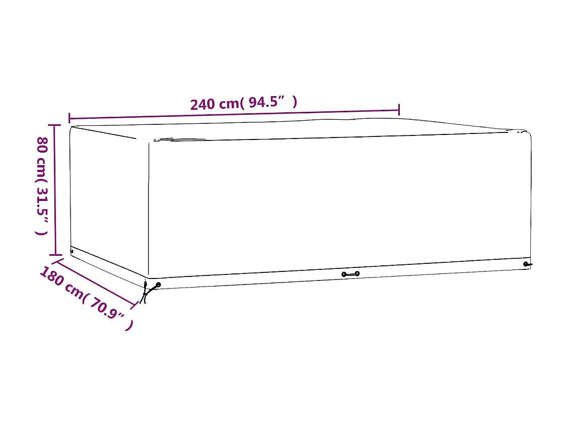 Tuinmeubelhoes 12 ogen 240x180x80cm rechthoekig