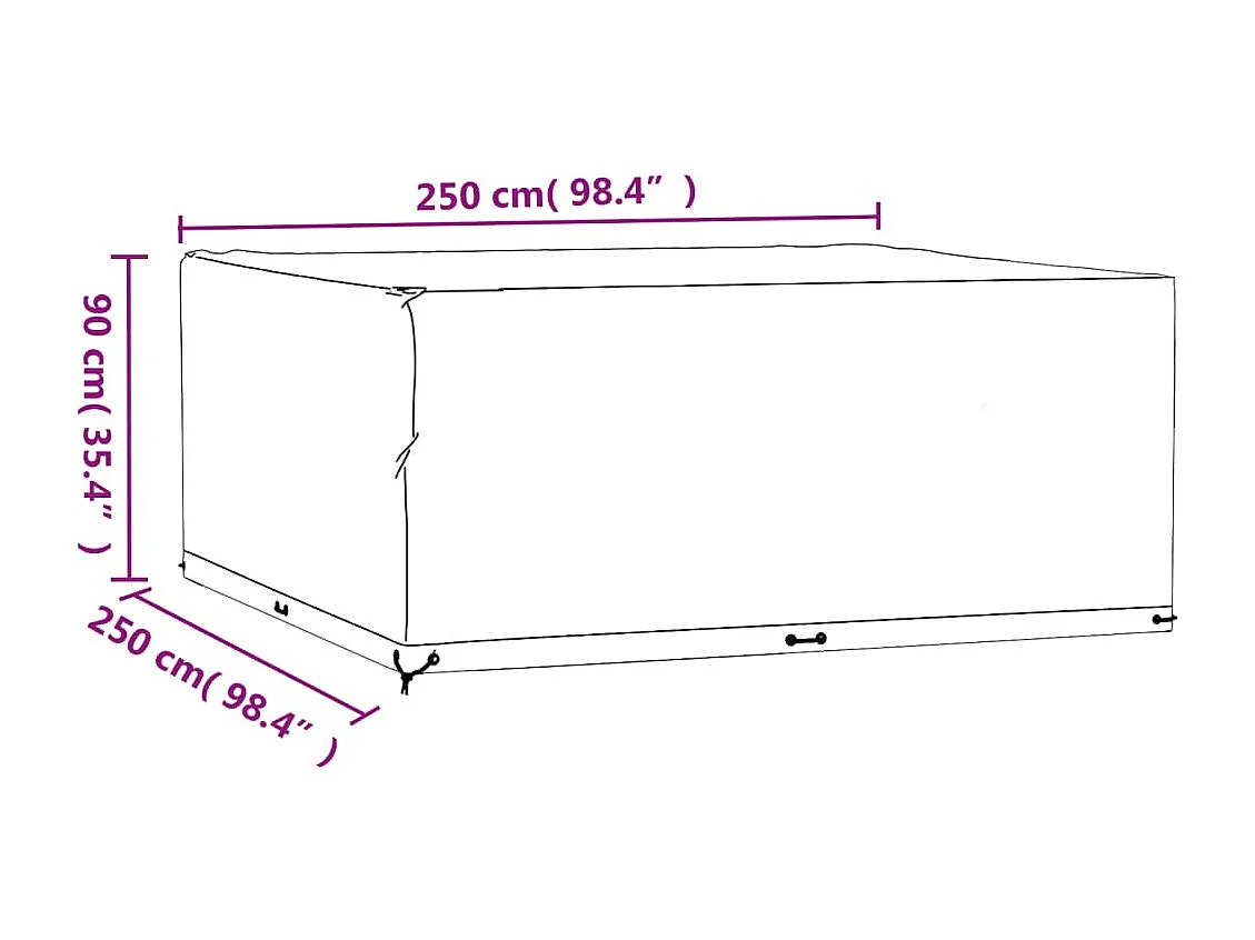 Copertura per mobili da giardino 16 occhielli 250x250x90 cm quadrata
