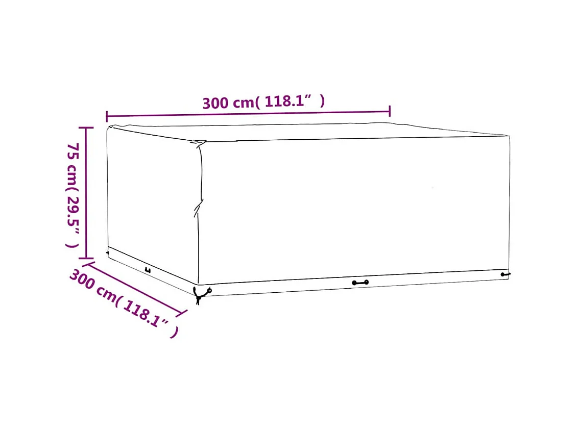 Funda para muebles de jardín 16 ojales 300x300x75 cm cuadrada