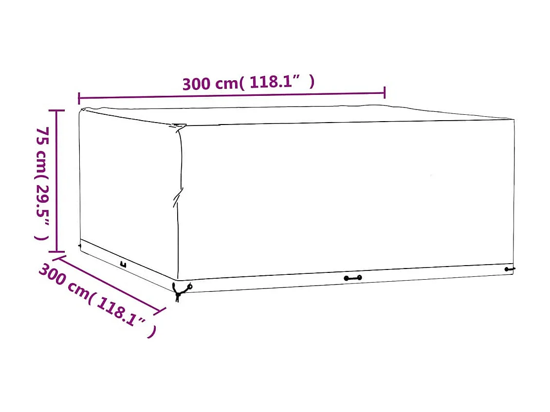 Copertura per mobili da giardino 16 occhielli 300x300x75 cm quadrata