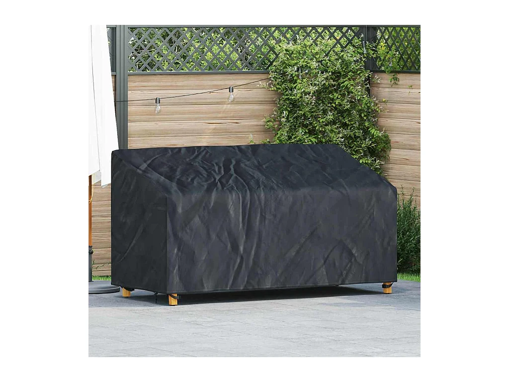 Housse de banc de jardin Noir 205 x 85 x 65 / 94 cm Tissu 600D