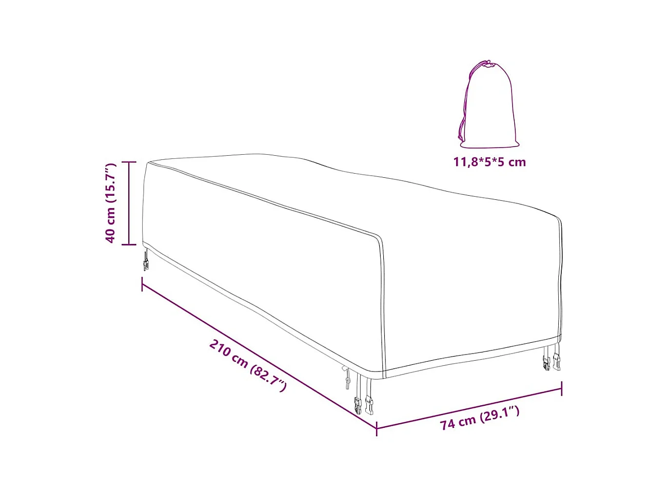 Copertura per mobili da esterno 210 x 74 x 40 cm