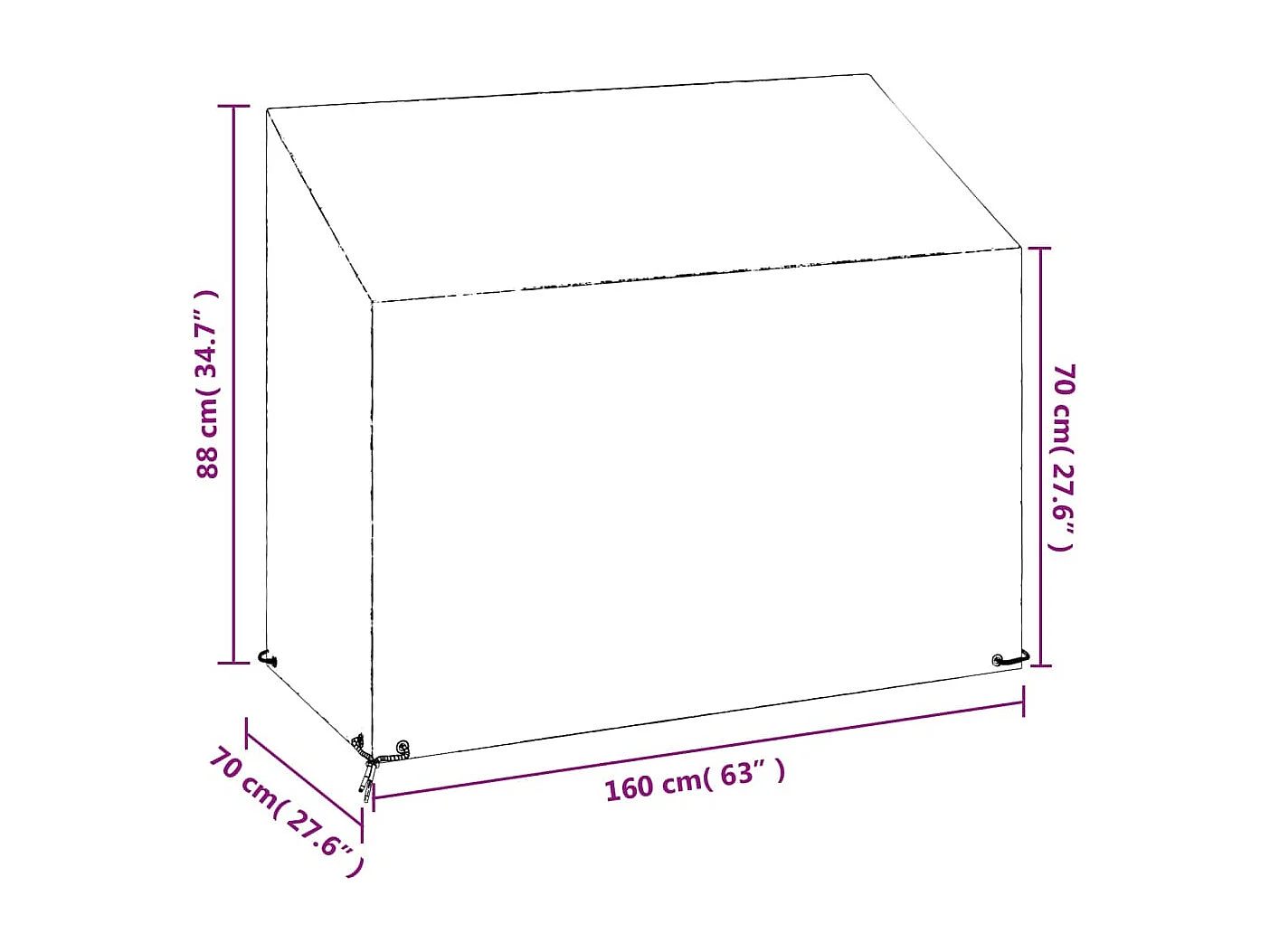Copri panca da giardino 2 pezzi 8 occhielli 160x70x70/88 cm PE